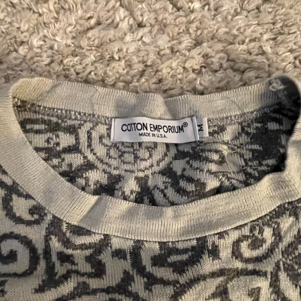Cotton Emporium Floral Knit Sweater Made in USA Medium - Picture 2 of 6